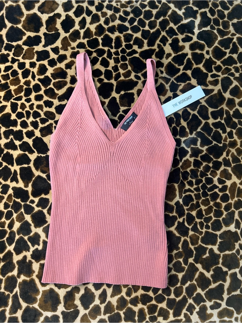 Workshop Republic Clothing Ribbed V-Neck Tank Top - Dusty Rose